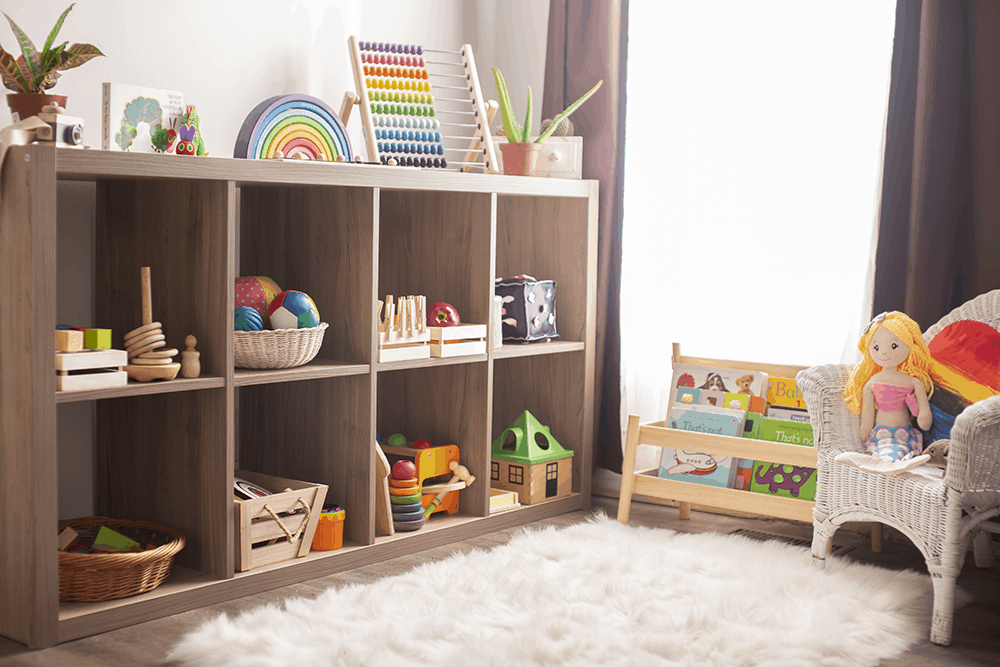 minimalist toy room